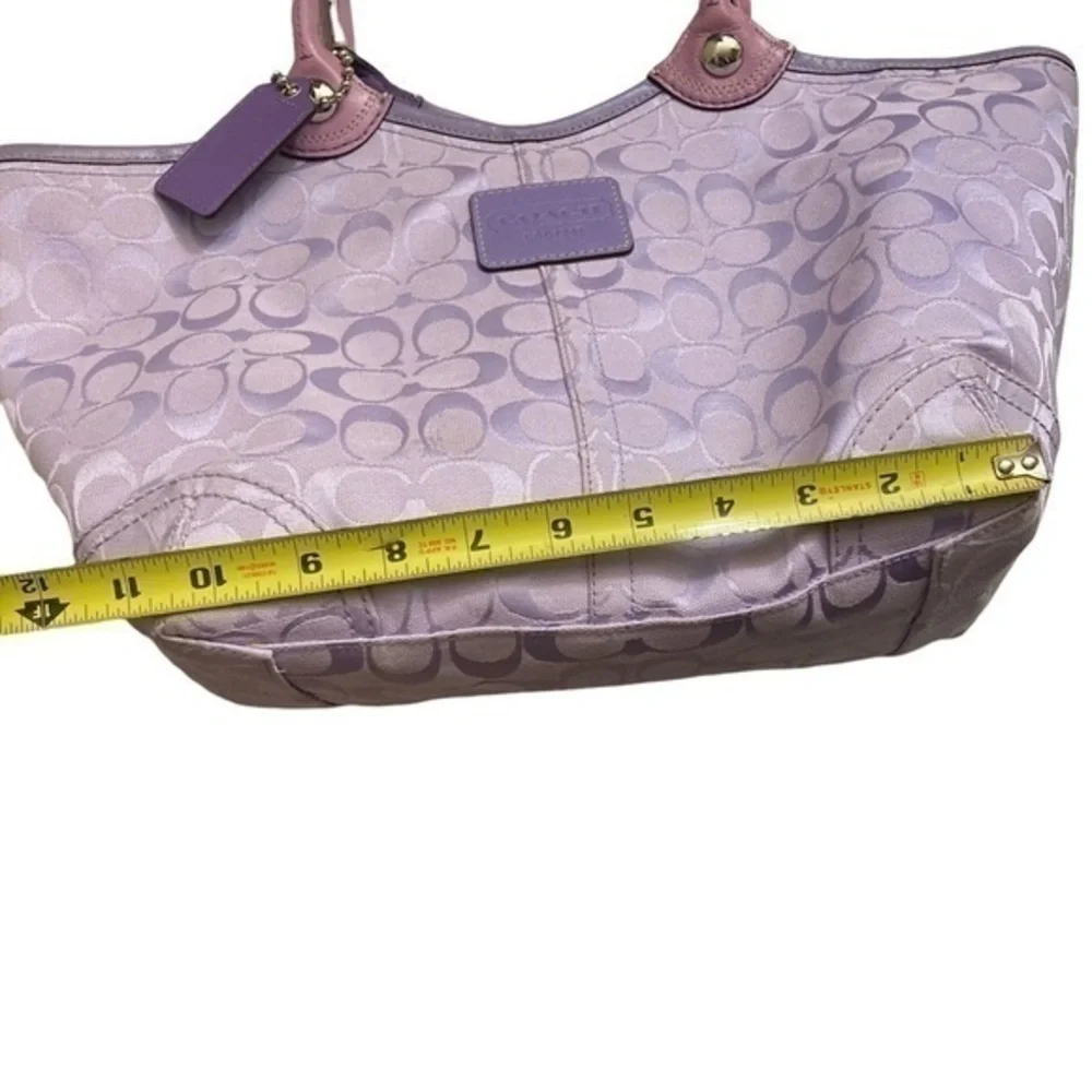 Coach rare purple leather and canvas signature c tote bag
